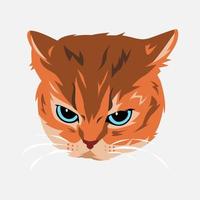 kat portret met boos uitdrukking. schattig katje gezicht. vlak vector illustratie.