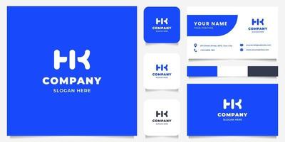 eenvoudig en minimalistisch vetgedrukt hk-logo met de sjabloon voor visitekaartjes vector