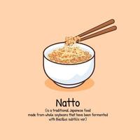 natto gefermenteerd keuken Japans voedsel tekenfilm illustratie vector