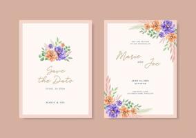 mooi bruiloft kaart met bloemen kader vector