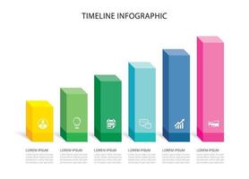 6 data infographics rechthoek stap groei succes sjabloonontwerp. illustratie abstracte achtergrond. vector