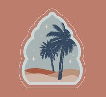 verzameling van oosters stijl Islamitisch ramen, palm bomen, cactus en woestijn vector
