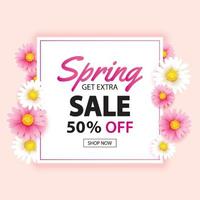 lente verkoop banner met bloeiende bloemen achtergrond sjabloon. ontwerp voor reclame, flyers, posters, brochure, uitnodiging, tegoedbon korting. vector