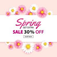 lente verkoop banner met bloeiende bloemen achtergrond sjabloon. ontwerp voor reclame, flyers, posters, brochure, uitnodiging, tegoedbon korting. vector