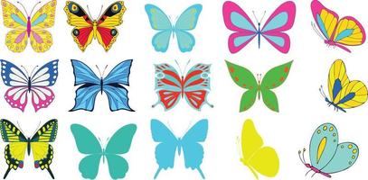 reeks van vlinders zwart en wit bloemen monarch vlinder silhouetten verzameling, vector illustratie geïsoleerd Aan wit achtergrond en transparant afbeeldingen