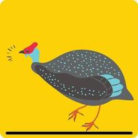 blauw vogel met geel achtergrond hand- getrokken kip. kip en haan schetsen. gevogelte boerderij vector illustratie