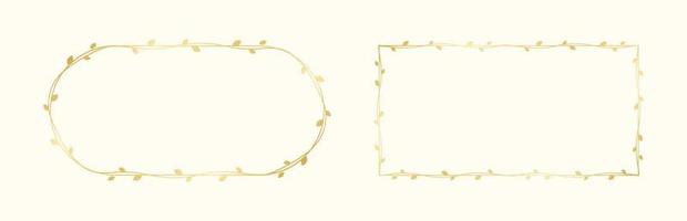 goud Liaan kader bruiloft elegant krans set. gouden kader met botanisch ontwerp. vector geïsoleerd illustratie.