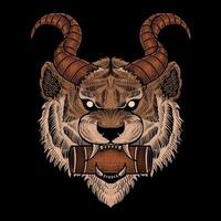 illustratie demonische tijger hoofd Aan zwart achtergrond vector