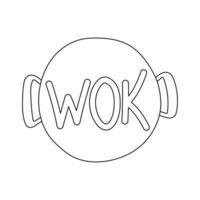 wok frituren pan. icoon in vlak tekening stijl. vector illustratie. wok, Aziatisch voedsel, logo voor cafe