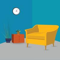 huis interieur geel kleur sofa illustratie. vector