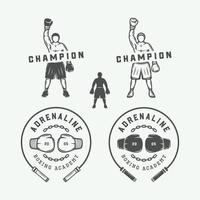 boksen en krijgshaftig kunsten logo badges en etiketten in wijnoogst stijl. vector