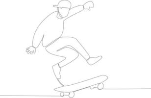 een jongen skateboard met een jumping stijl vector
