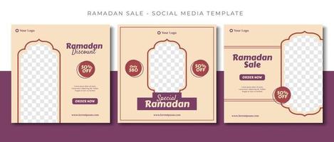 Purper Ramadan Islamitisch sociaal media post sjabloon ontwerp, evenement Promotie banier vector