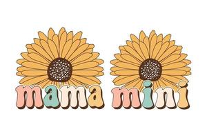 mama mini moeders dag retro sublimatie bloem vector ontwerp voor t-shirts, tote Tassen, kaarten, kader kunstwerk, telefoon gevallen, Tassen, mokken, stickers, tuimelaars, afdrukken, enz.