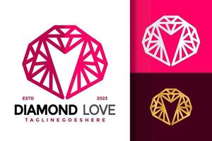 brief m diamant liefde logo vector icoon illustratie