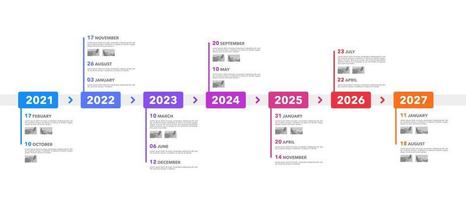 bedrijf infographics 7 jaren Aan tijdlijn diagrammen. mijlpaal, verjaardag, rapport, bedrijf, en gegevens. vector illustratie.