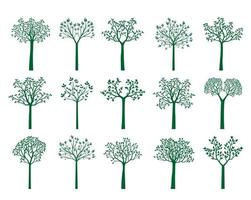 set groene bomen geïsoleerd. vectorillustratie. vector