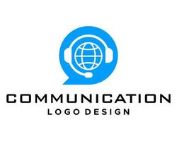 Internationale communicatie informatie technologie logo ontwerp. vector