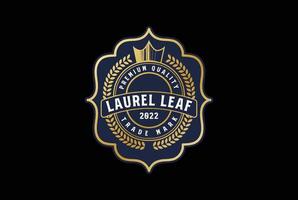 wijnoogst retro ronde tarwe graan of laurier blad insigne embleem etiket logo ontwerp vector