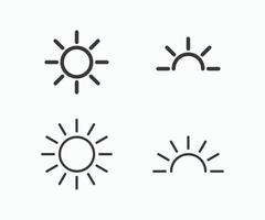 zon dag. zonsondergang, zon, lijn zon icoon vector