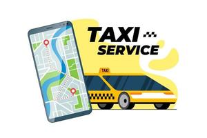 smartphone met taxi transfer route en geotag gps locatie pin aankomstadres op stadsplattegrond. online taxi bestelservice mobiele app-concept. krijg gele taxi positionering applicatie vectorillustratie vector