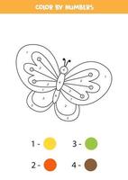 kleur vlinder op nummer. transport werkblad. vector