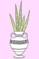 bloem pot in de het formulier van een antiek vaas met een kamerplant. vector illustratie in tekening stijl.