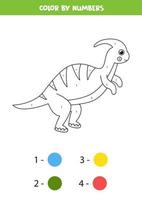kleur schattige cartoon dinosaurus op nummer. vector
