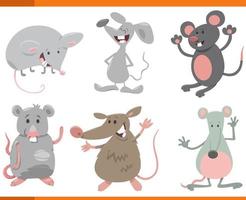 grappig tekenfilm muizen dieren soorten tekens reeks vector
