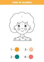 kleur schattig meisje avatar op nummer. wiskundig spel. vector