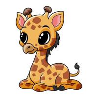 schattig grappig baby giraffe zittend vector