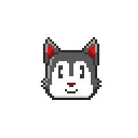 schattig wolf hoofd in pixel kunst stijl vector