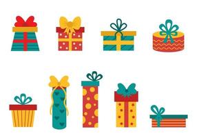 verzameling van kleurrijke geschenkdozen voor kerstmis. vector
