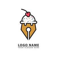 combinatie van ijs room en pen vector logo icoon.