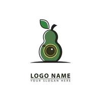 combinatie van avocado en oog camera vector logo icoon.