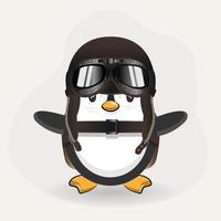 schattig pinguïn vervelend parachute zak en luchtvaart helm vector