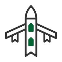 vliegtuig icoon duotoon stijl grijs groen kleur leger illustratie vector leger element en symbool perfect.