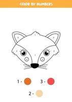 kleur schattig vosgezicht op nummer. werkblad voor kinderen. vector
