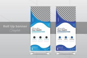 modern gezondheidszorg en medisch rollen omhoog banier ontwerp, of Promotie voor tentoonstelling, afdrukken, presentatie lay-out en concept voor ziekenhuis dokter kliniek tandheelkundig X standee banier sjabloon vector