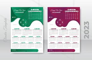 2023, 2024, een bladzijde muur kalender ontwerp sjabloon vector