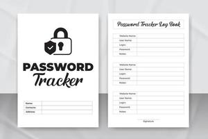 wachtwoord tracker logboek kdp interieur. website logboek interieur. wachtwoord logboek sjabloon kdp interieur vector