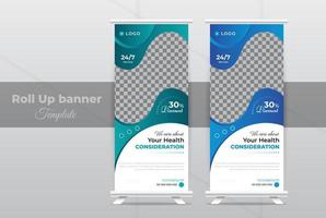 medisch gezondheidszorg Diensten rollen omhoog banier ontwerp, of Promotie, tentoonstelling, afdrukken, presentatie lay-out en concept voor ziekenhuis dokter kliniek tandheelkundig X standee banier sjabloon vector