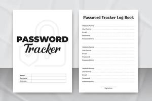 wachtwoord tracker logboek voor kdp interieur. wachtwoord tracker logboek sjabloon ontwerp voor kdp interieur vector