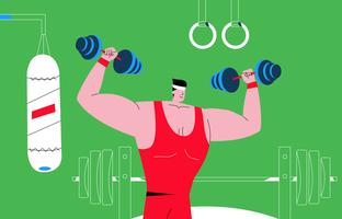 Mannelijke Knappe Bodybuilder bij Gymnastiek Vectorillustratie vector