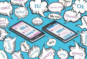 chatten online in een boodschapper Aan smartphones concept vector illustratie