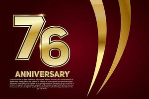 76 jaar Jubileumfeest. gouden nummer 76 met sprankelende confetti vector