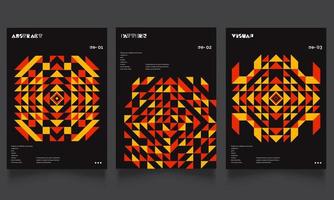 reeks van drie abstract retro stijl covers achtergronden met meetkundig vorm geven aan. van toepassing voor omslag, poster, kaart ontwerp en andere afdrukken en web verwant items..kleurrijk meetkundig vormen. pro vector