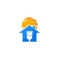 kleur huis logo met een verf borstel in de midden- vector