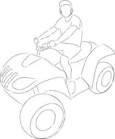 een Mens Aan een quad fiets, vector. hand- getrokken schetsen. vector