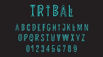 vector modieus hoofdletters alfabet in etnisch stijl gemaakt van lijnen van verschillend diktes. meetkundig tribal lettertype. Engels etnisch brieven en nummers. Peru, Afrika en tribal geïnspireerd tekens.